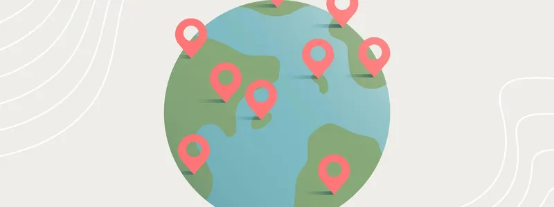 Illustration of a globe with map pins indicating locations across the world