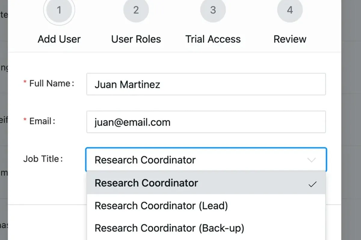 Add user to site modal