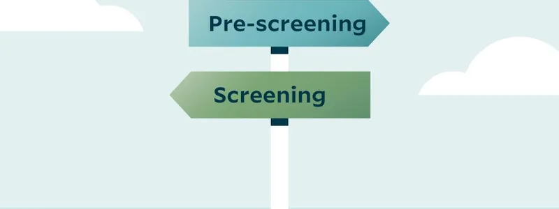Signs pointing in two directions, one says screening, one says pre-screening