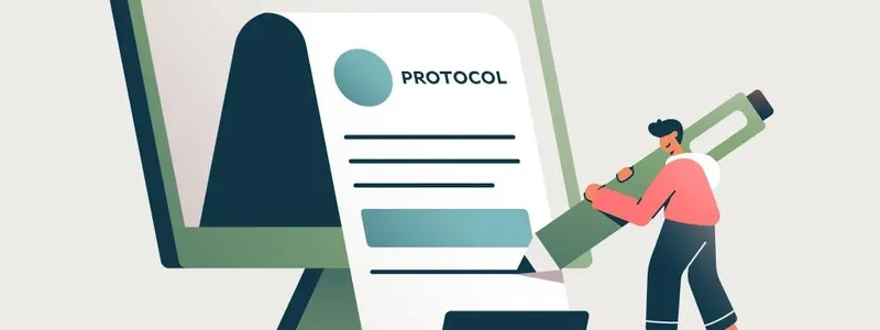 Illustration of a person writing a protocol coming out of a computer screen
