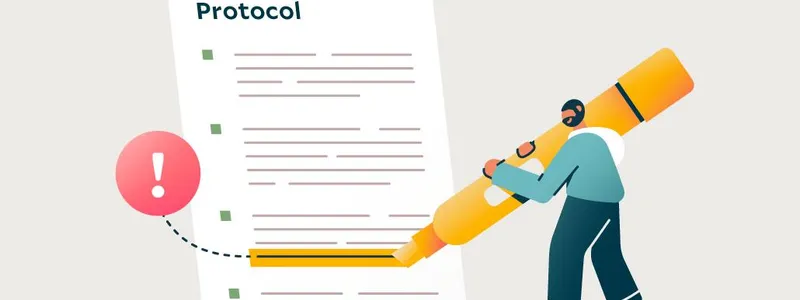 Illustration of a person with a large highlighter flagging something in a protocol