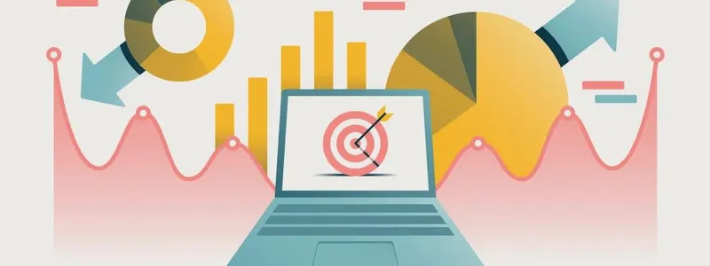 Illustration of a laptop with a target on the screen and charts in the background