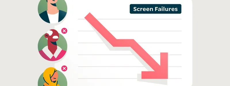 Illustration of a graph showing screen failures dropping