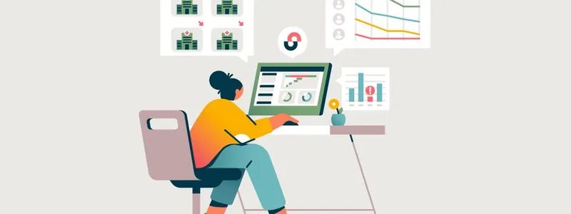 Illustration of a woman at a desk at a computer looking at work in StudyTeam