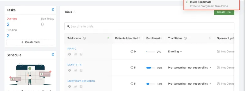 Screenshot of the StudyTeam platform