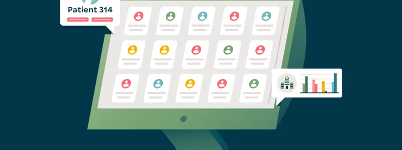 Illustration representing clinical trial referral software on a computer